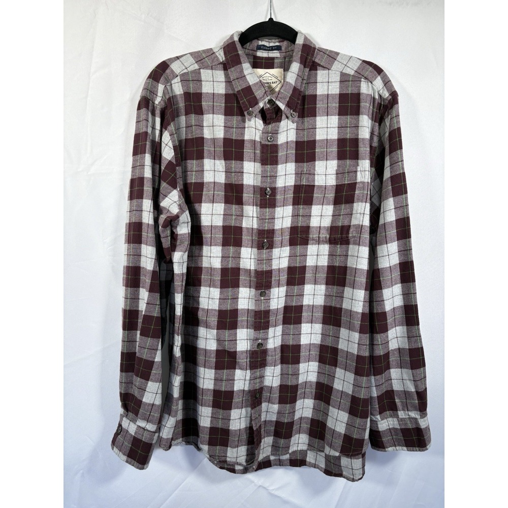 St Johns‎ Bay Classic Fit Shirt Size L Flannel Long Sleeve Check Plaid